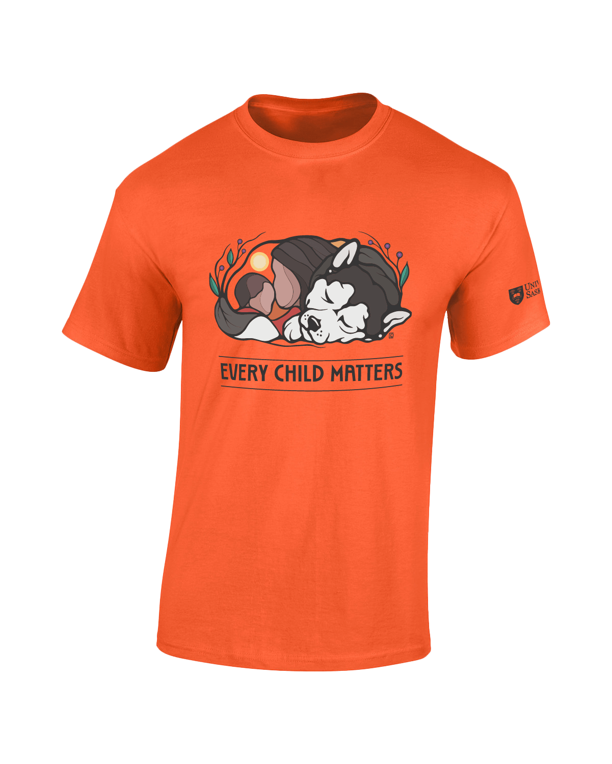 Artist Chris Chipak (photo by Studio D), alongside his 2025 Orange Shirt Day design now on sale through Shop USask.